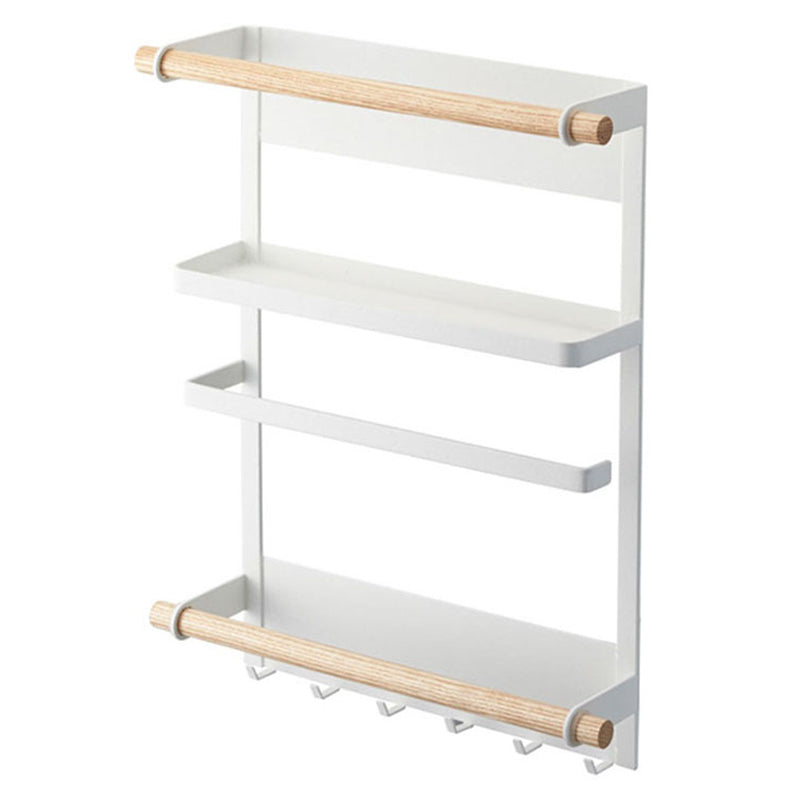 Iron+Wood Magnetic Refrigerator Storage Shelf Kitchen Tools Hanging Storage Rack Iron+Wood Magnetic Refrigerator Storage Shelf Kitchen Tools Hanging Storage Rack